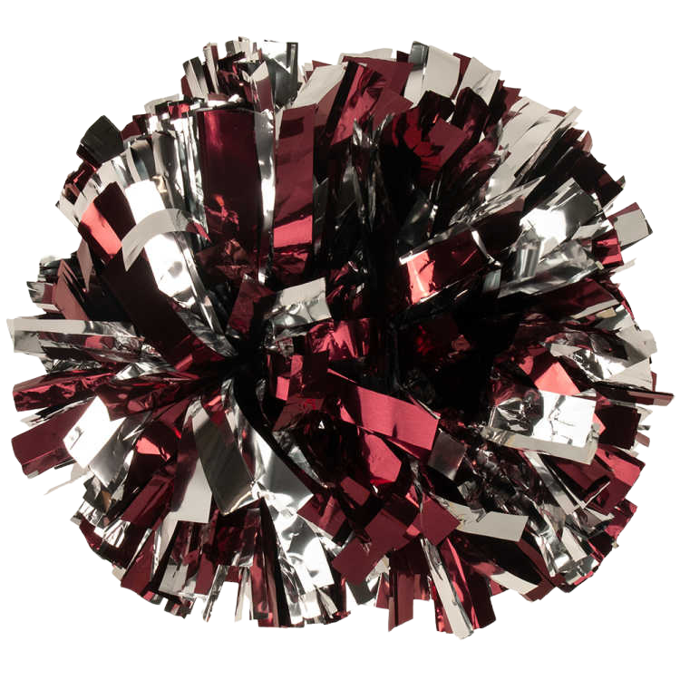 Maroon and Silver 2 color metallic pom