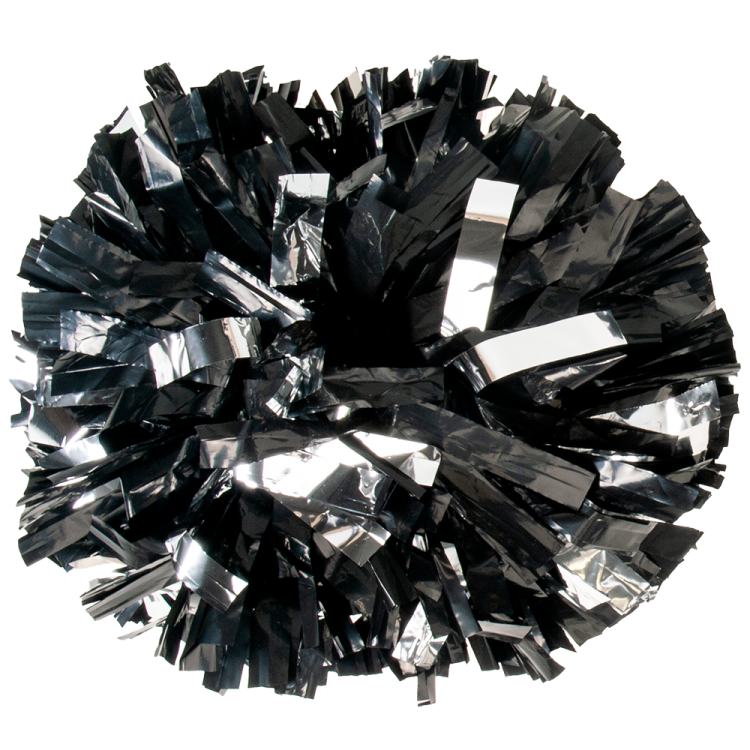 Black with silver flash pom