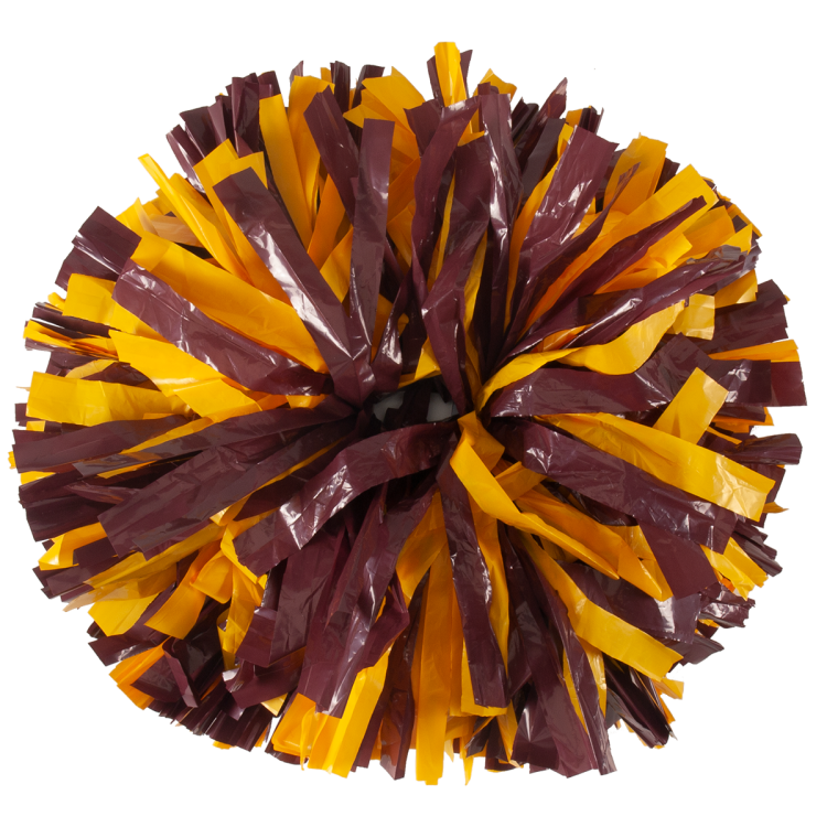 Maroon and Bright Gold 2 color plastic pom