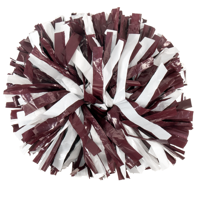 Maroon and White 2 color plastic pom