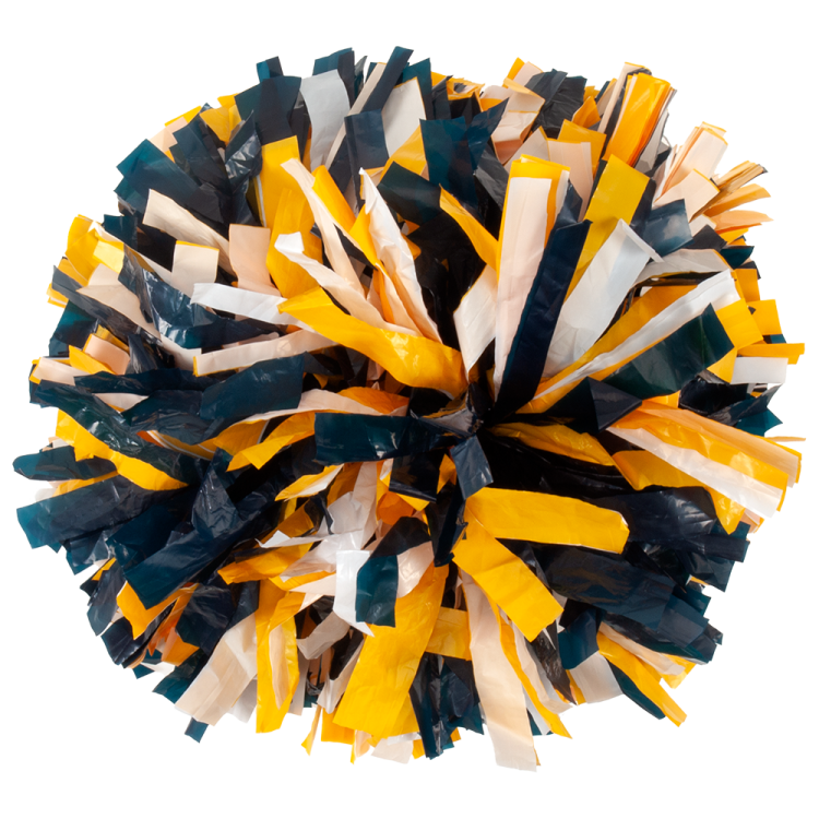 Navy Blue, White, and Bright Gold 3 color plastic pom
