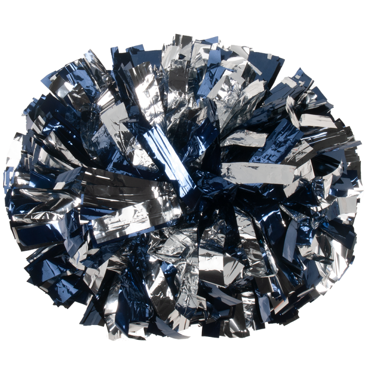 Navy & Silver Metallic Two Color Poms