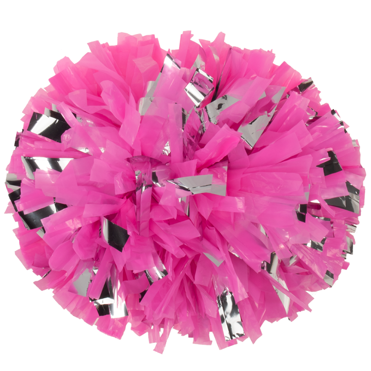 Neon Pink with Metallic Silver flash plastic pom