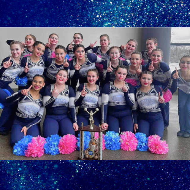 Bright Blue Iridescent Poms (with Neon Pink Iridescent Poms)