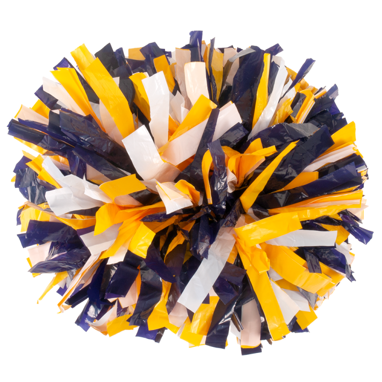 Purple, Bright Gold, and White 3 color plastic pom