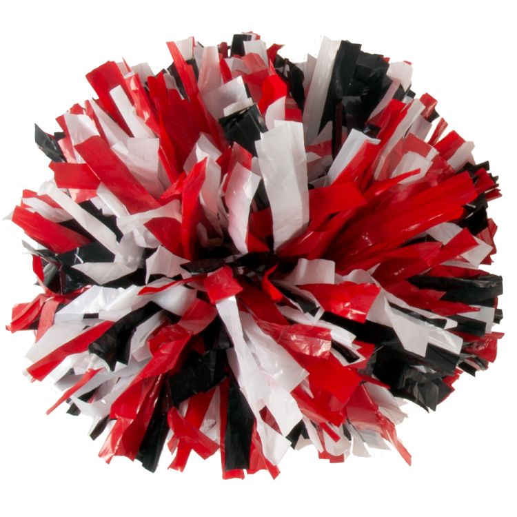 Red, Black, and white 3 color plastic pom