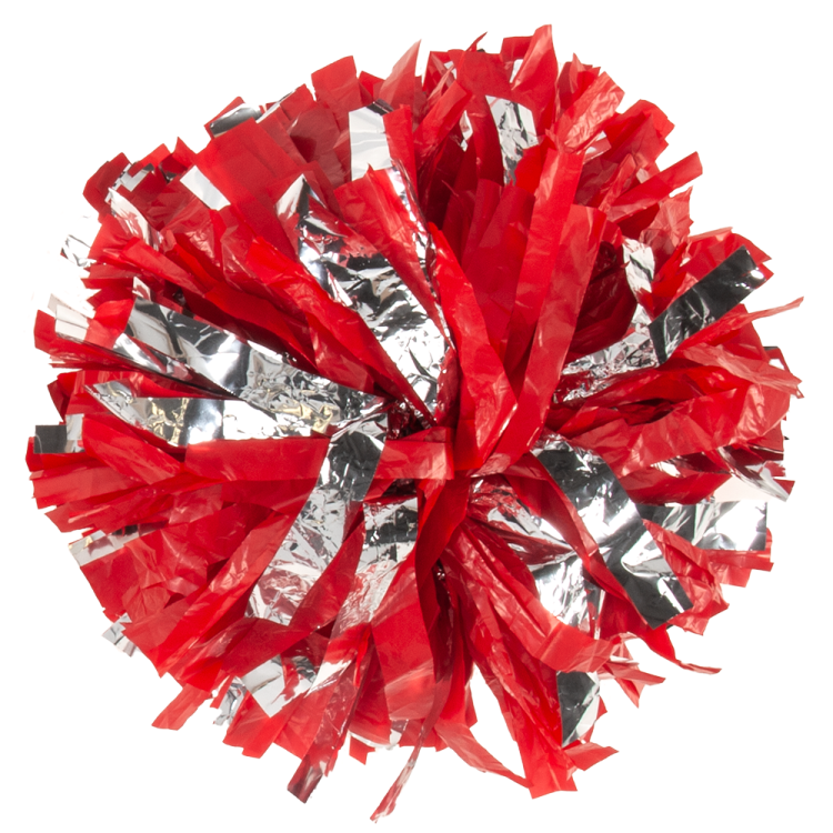 Scarlet Red with silver flash lite pom