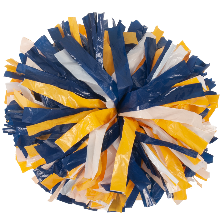 Royal Blue, Bright Gold, and White 3 color plastic lite pom