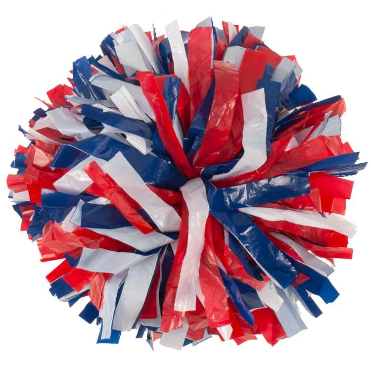 Royal Blue, Red, and White 3 color plastic lite pom