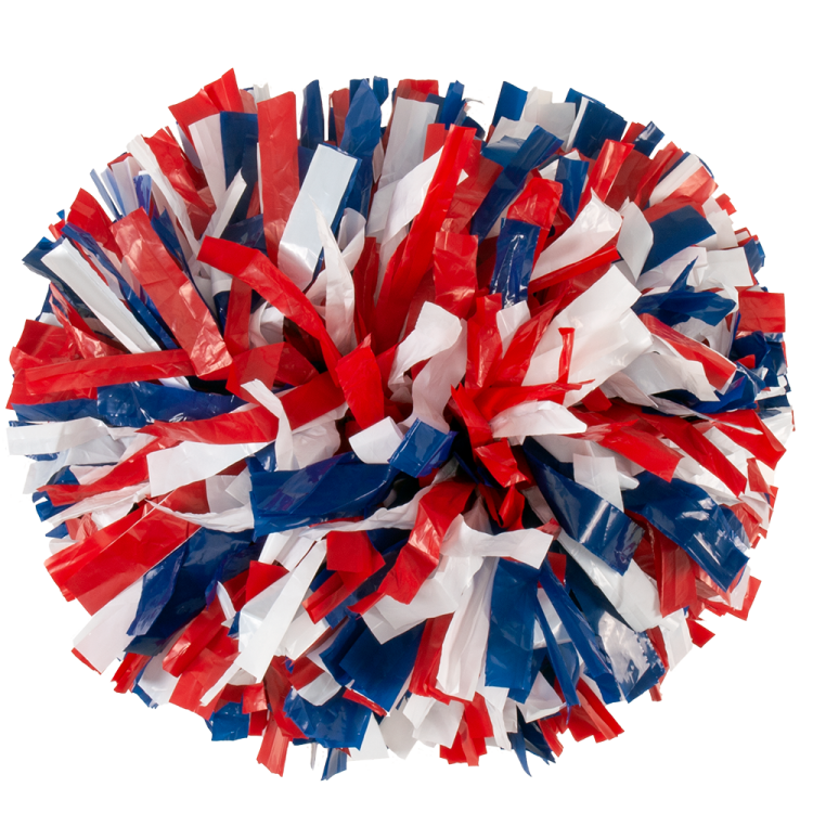 Royal Blue, Red, and White 3 color plastic pom