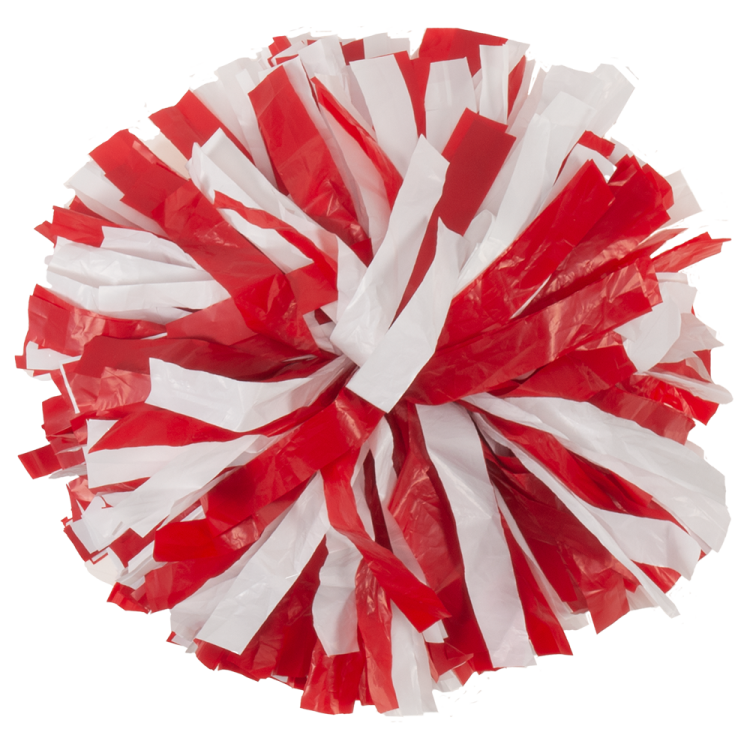 Scarlet Red and White plastic lite pom