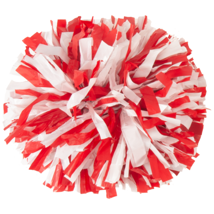 Scarlet Red and White 2 color plastic pom