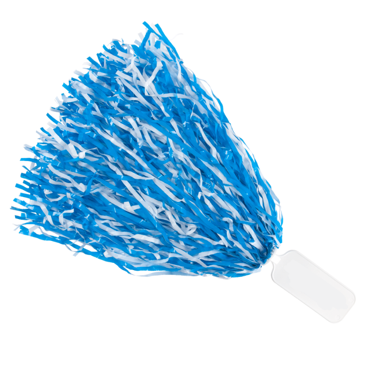 Caribbean blue and white 500 streamer rooter pom with solid handle