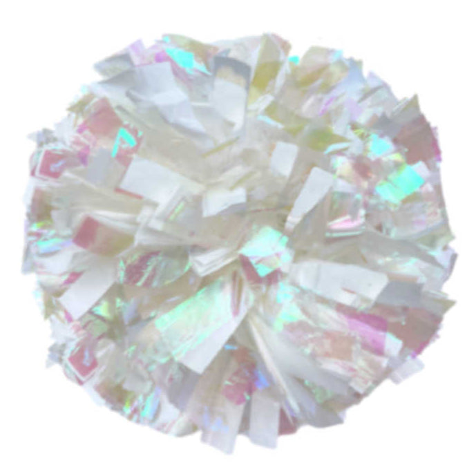 E-Z Order!  White Plastic with Iridescent Flash Poms