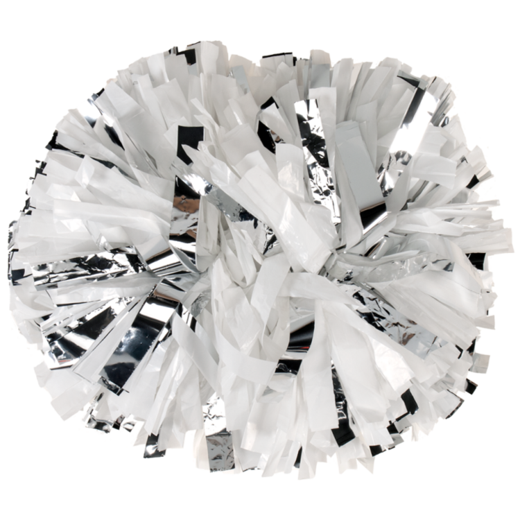 White with Silver flash pom