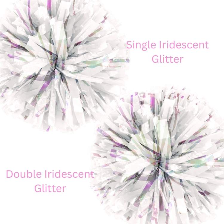 White & Iridescent Glitter Pom Balls (E-Z Order)