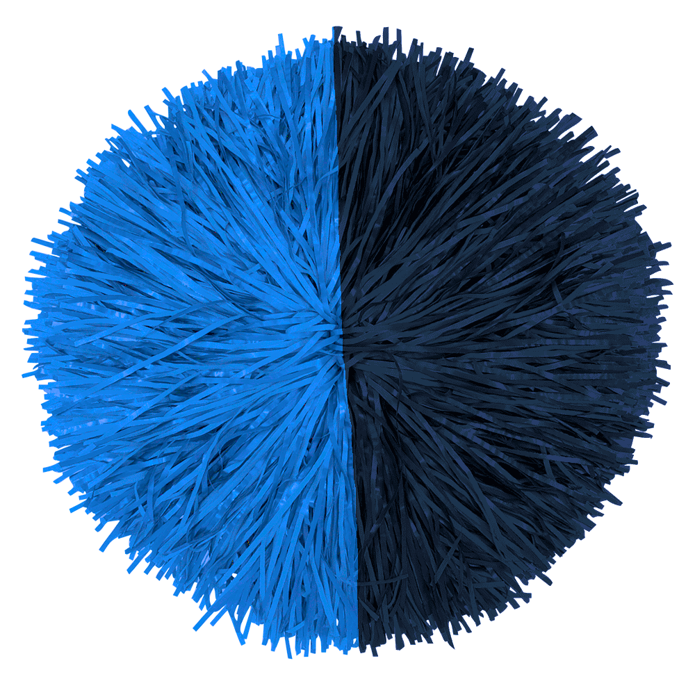 Custom Plastic Narrow Streamer Poms: Half & Half