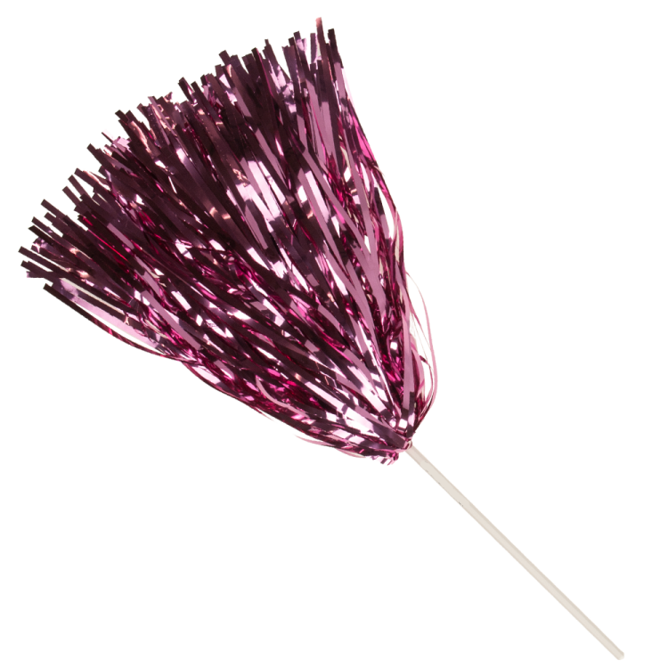 Metallic Awareness Pink 500 streamer rooter pom with stick handle