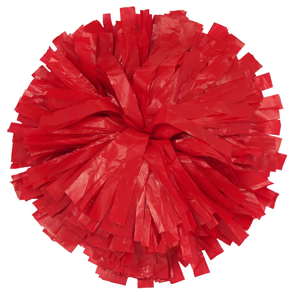 red plastic pom pom for dance and cheerleading performances