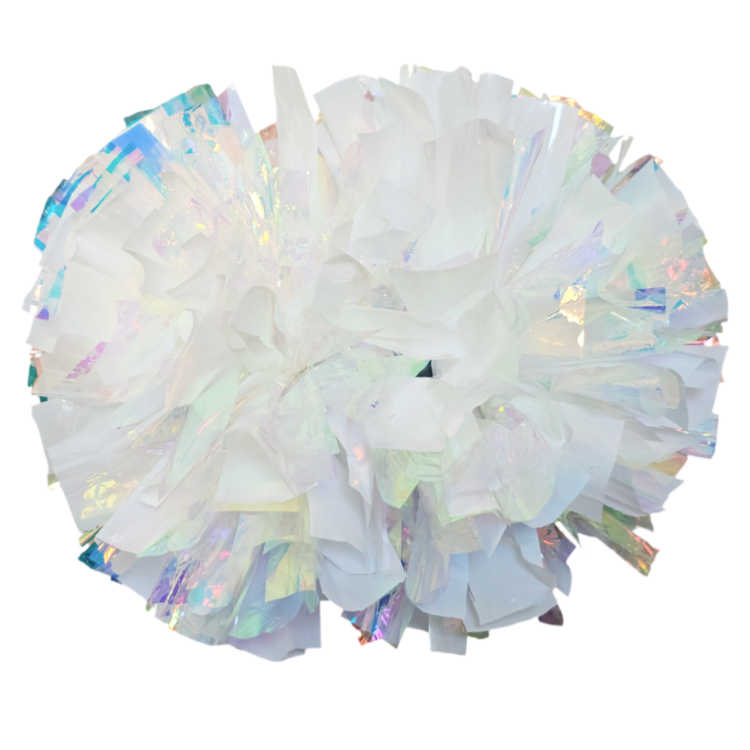 Competition POWER POMS:  White Poms with Laser Flash - Superwide 2"