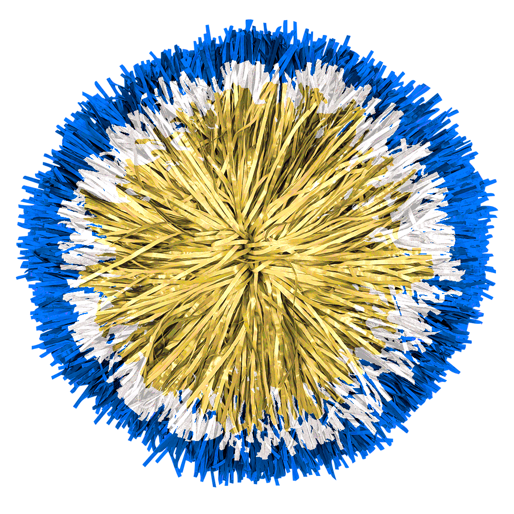 Custom Metallic Narrow Streamer Poms: Bullseye