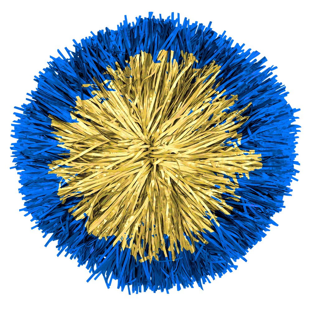 Custom Metallic Narrow Streamer Poms: Bullseye