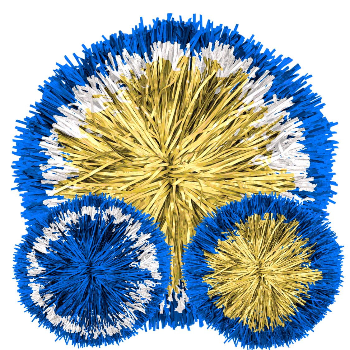 Custom Metallic Narrow Streamer Poms: Bullseye