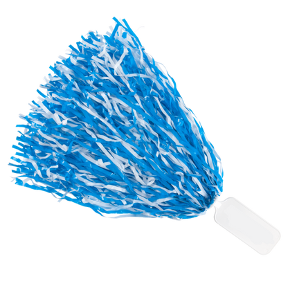 Caribbean blue and white 500 streamer rooter pom with solid handle