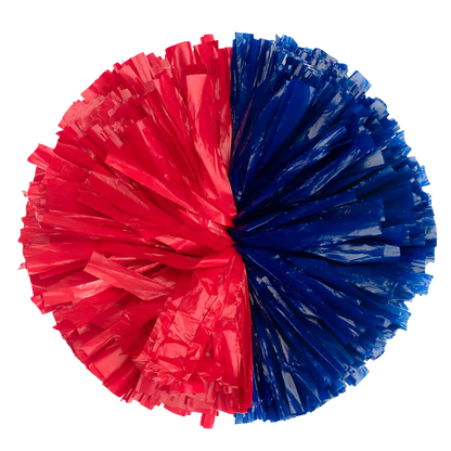 Red and Royal Blue half and half plastic pom