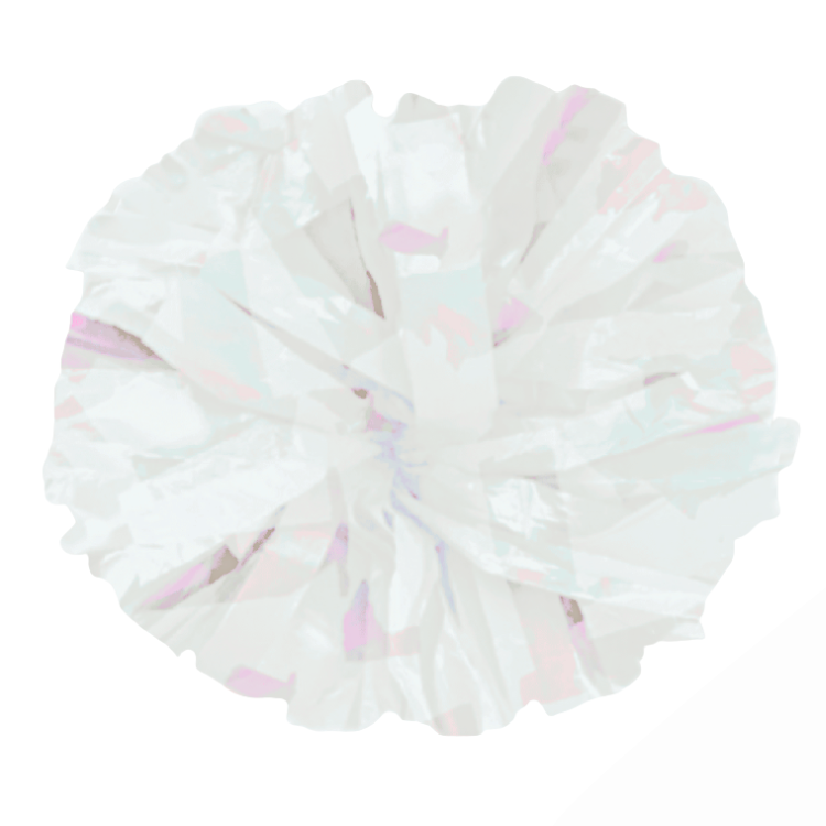 E-Z Order!  White Plastic with Iridescent Flash POWER POMS