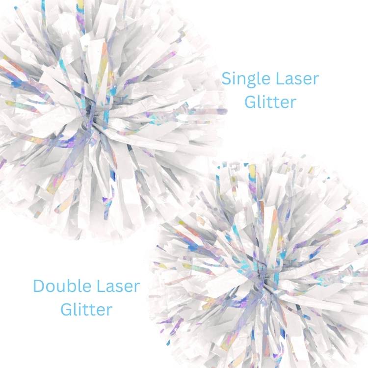 White & Laser Glitter Pom Balls (E-Z Order)