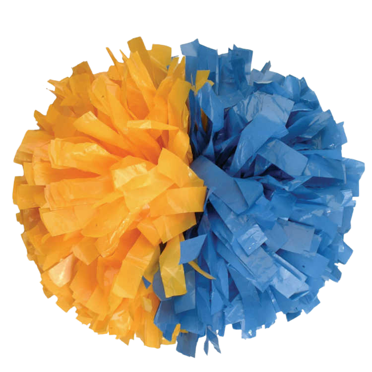 Bright Gold and Columbia Blue half and half plastic pom