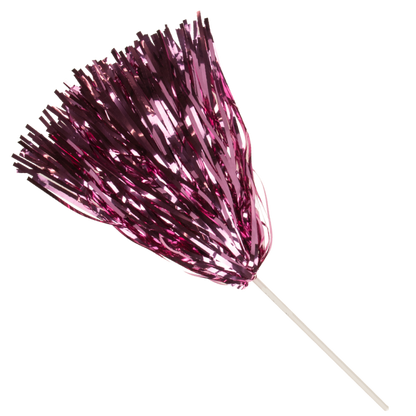 Metallic Awareness Pink 500 streamer rooter pom with stick handle