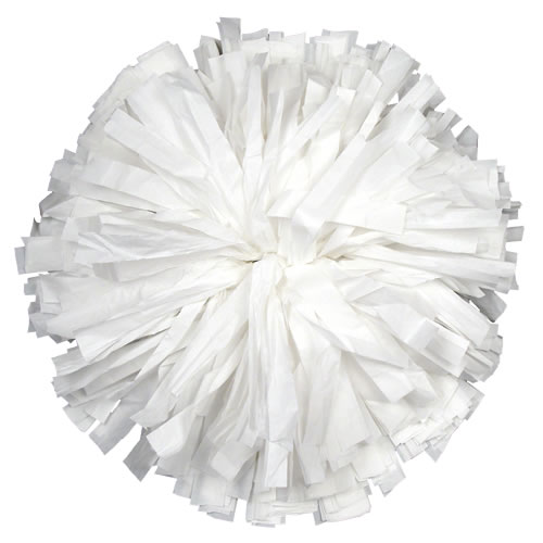 White Wet Look pom pom for dance and cheerleading performances